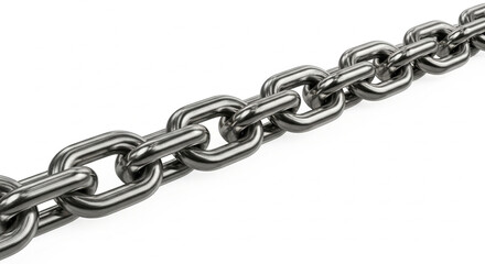 Obraz premium Strong metal chain links together in a diagonal line creating a sense of connection and unbreakable strength.