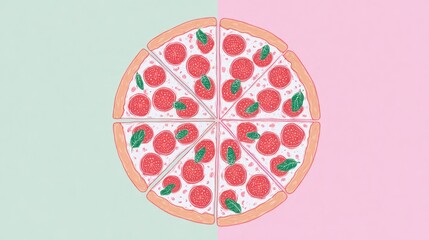 Naklejka premium Pizza slices on a pastel background