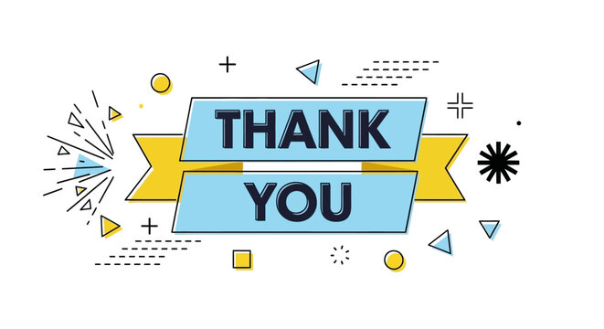 Thank You Banner Design with Geometric Shapes and Decorative Elements for Appreciation