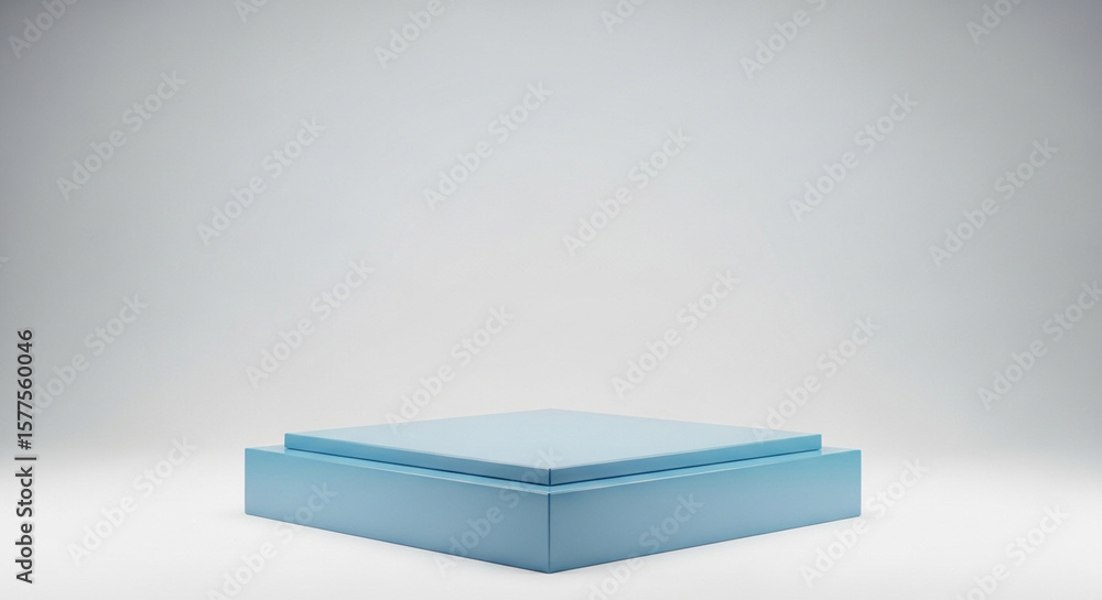 Poster minimalist light blue display platform against a soft grey backdrop creates a serene and versatile p