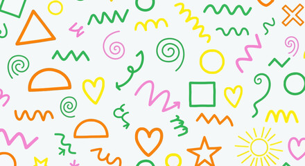Doodle Delights Playful Shapes Pattern for Creative Projects, Fun backgrounds and artistic design elements enhance any layout.