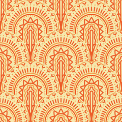 2507009 yellow line scribble repeat pattern, motifs floral hand drawn, scribble style, scallop pattern, design for seamless floral pattern, printing, wrapping, background and craft