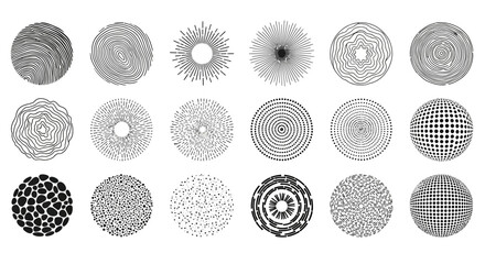 Collection of Round Geometric Designs Abstract Circular Patterns and Artistic Textures for Creative Projects and Backgrounds