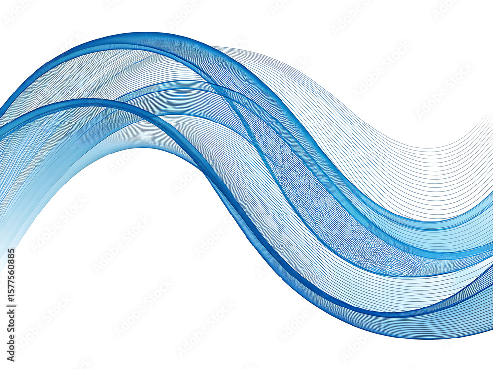 Poster abstract blue wave lines on a white background creating a flowing and dynamic visual effect design a
