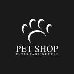Pet shop logo design, cat paw logo, dog paw, footprint, vector, silhouette, pet food symbol, veterinarian, puppy, paw, animals, illustration, cute, vet, health, shape, love