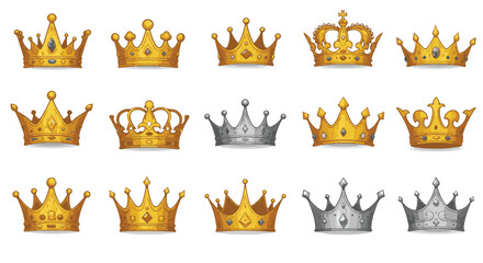Vector set of cute cartoon animal crown icons for holiday decoration