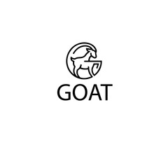 goat round shape  vector logo 