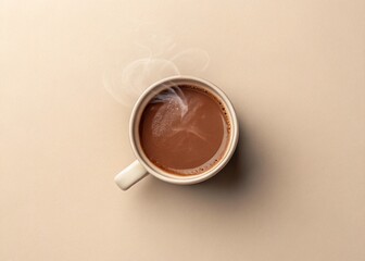  Hot Chocolate in Beige Background, Overhead Shot