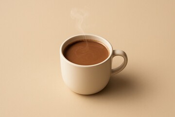  Hot Chocolate in Beige Background, Eye-level Shot