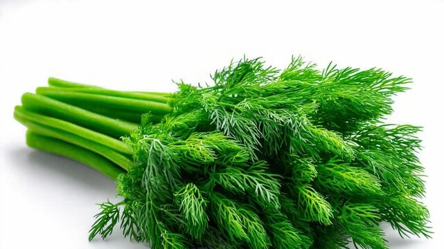 Fresh Dill Sprigs: A close-up shot of vibrant green dill sprigs showcases its delicate, feathery leaves, a visual delight of fresh herbs. The detail shot shows the visual texture of a culinary herbs