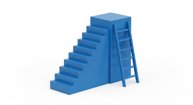 Abstract blue steps and a ladder illustrate diverse paths to progress and achievement