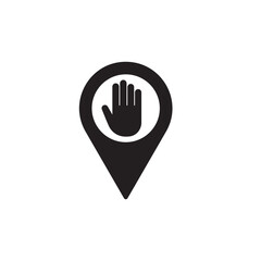 Map marker with Hand icon, map pin, GPS location symbol, vector illustration