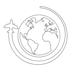 earth globe with plane