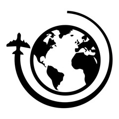 earth globe with plane