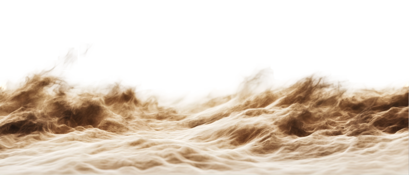 Brown abstract hills with smoky mist and a transparent background create a surreal and dramatic atmosphere for design projects.