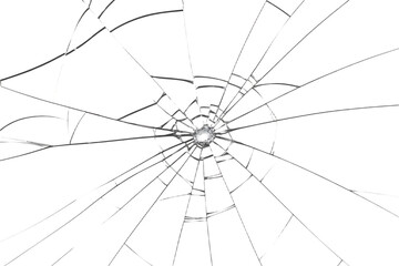 Shattered Glass with Impact Hole