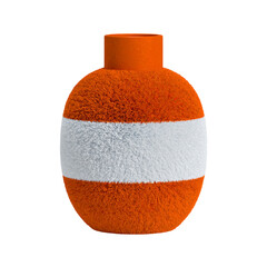 Orange vase with white band isolated on black background