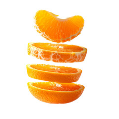 Orange slices stacked against black background