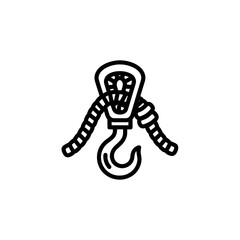 Outline of a life jacket with hose and hook for safety equipment