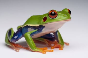 Obraz premium Detailed studio shot capturing the vivid colors of a red-eyed tree frog