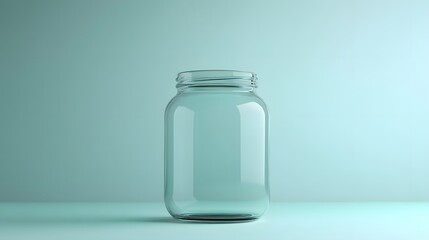 Copy space of a clear glass jar on minimalist background