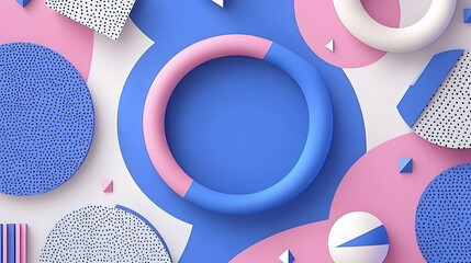 Abstract 3D Render of Pink and Blue Geometric Shapes
