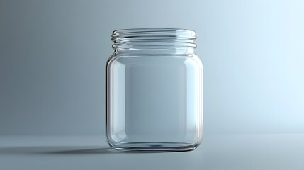 Copy space of a clear glass jar on minimalist background
