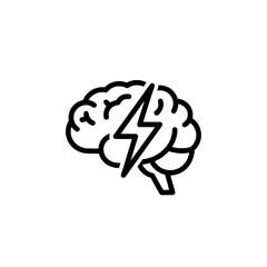 brain with lightning bolt symbol representing mental energy and power