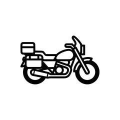 Obraz premium motorcycle outline with storage boxes isolated on black background