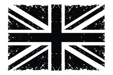 Grunge Union Jack Flag Silhouette Vector Illustration with Vintage Texture Flat Design