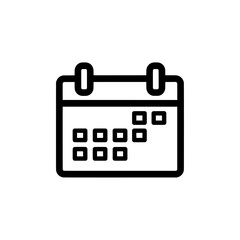 Calendar icon with grid and hanging hooks for digital planning