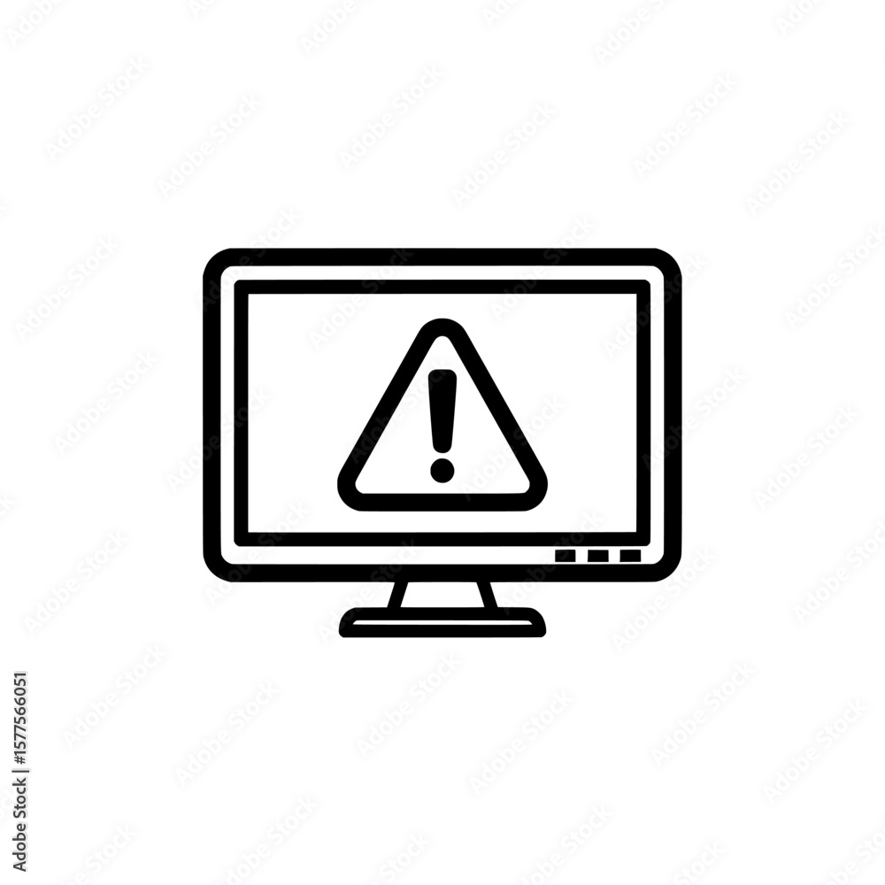 Poster computer warning alert with exclamation mark on screen