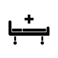 Fototapeta premium Hospital bed simple flat icon design on white background