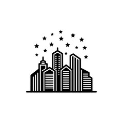 Obraz premium city skyline with stars at night for urban development projects