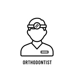 Obraz premium Orthodontist professional character outline with dental headlamp
