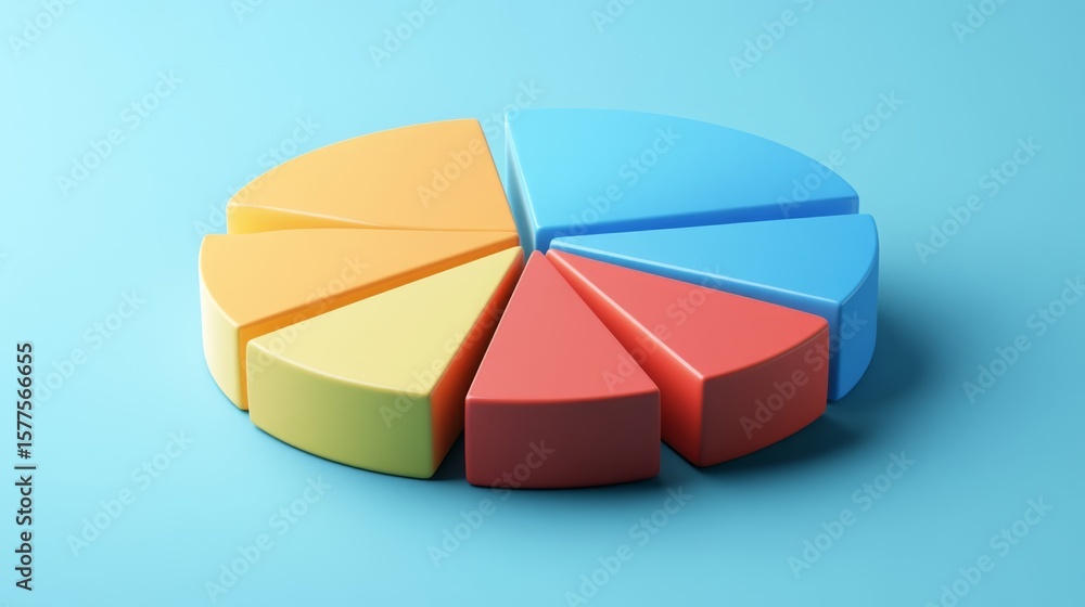Aufkleber clean d pie chart with separated parts highlighting one part, simple presentation look