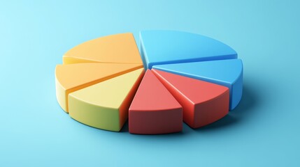 Obraz premium Clean D pie chart with separated parts highlighting one part, simple presentation look