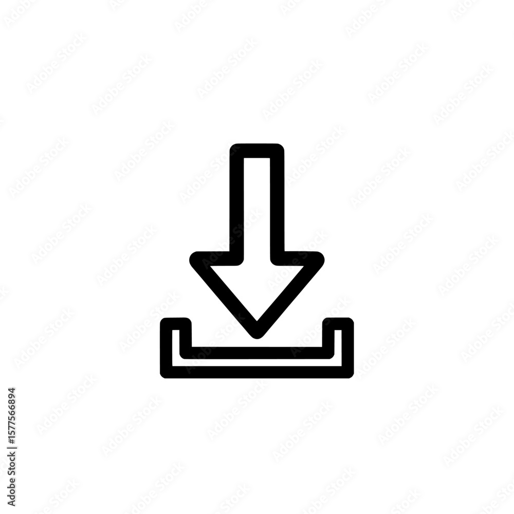 Poster download icon with arrow pointing down into a container