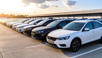 Rows of parked cars in a lot