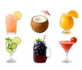 Citrus Lemonade and Juices with Ice Cubes.