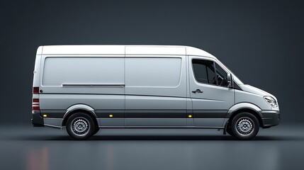 Silver Delivery Van Side View