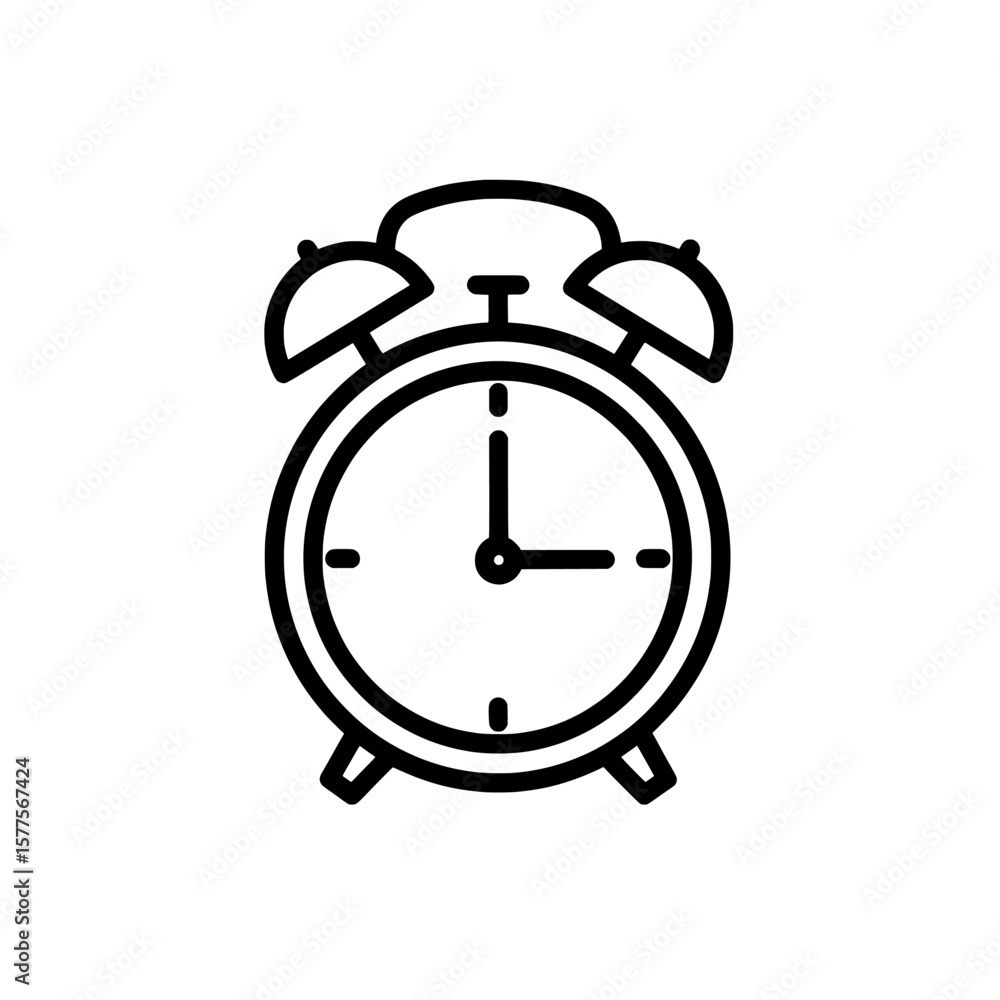 Poster alarm clock with bells and numbers showing time