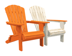 Relaxation colorful adirondack chairs garden bright. Isolated on transparent background, png.