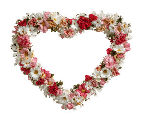 Obraz premium Heart-shaped floral arrangement. Isolated on transparent background, png.