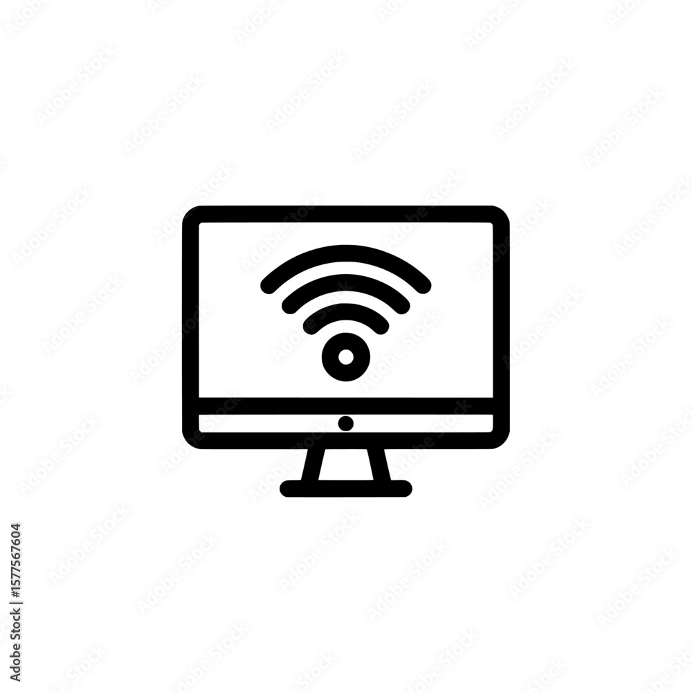 Aufkleber computer monitor with wifi signal icon on screen for technology