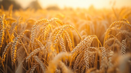 Golden wheat fields swaying under warm afternoon sun, rural countryside summer harvest vibe