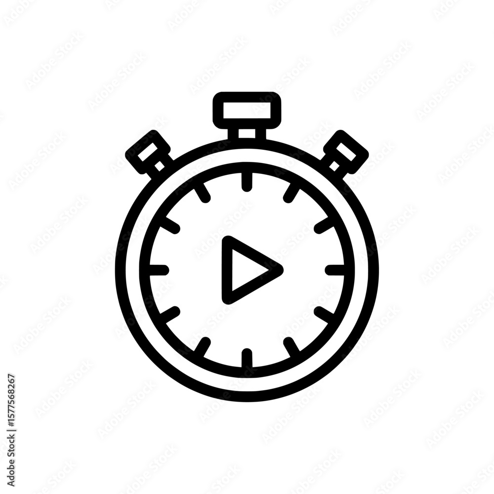 Poster stopwatch with play button symbol for timing or countdown activities