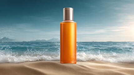 Orange Bottle on Beach Scene
