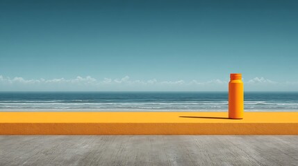 Orange Bottle on Beach Landscape