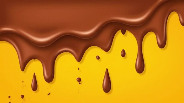 Chocolate drips on a yellow surface